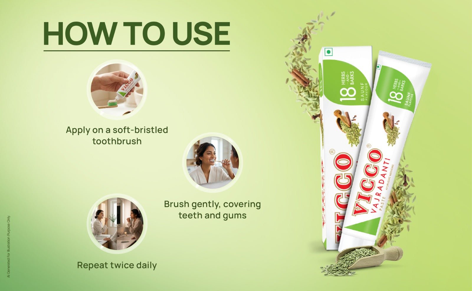 Saunf Aromalı Vicco Vajradanti Ezmesi